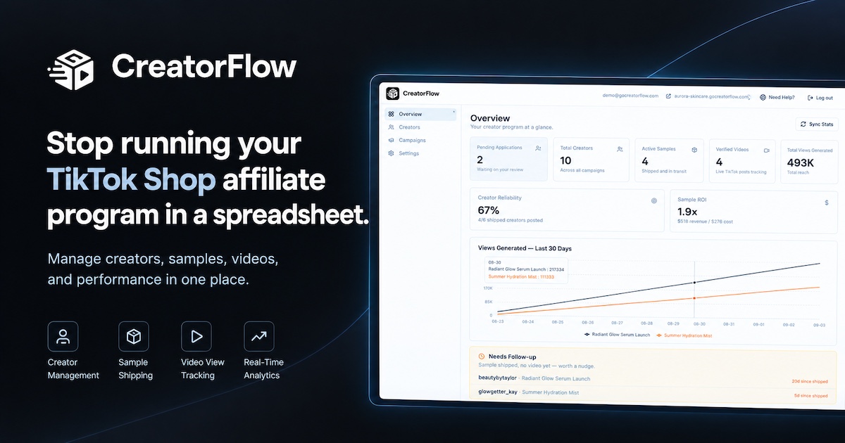 CreatorFlow — TikTok Shop Affiliate & UGC Creator CRM | CreatorFlow